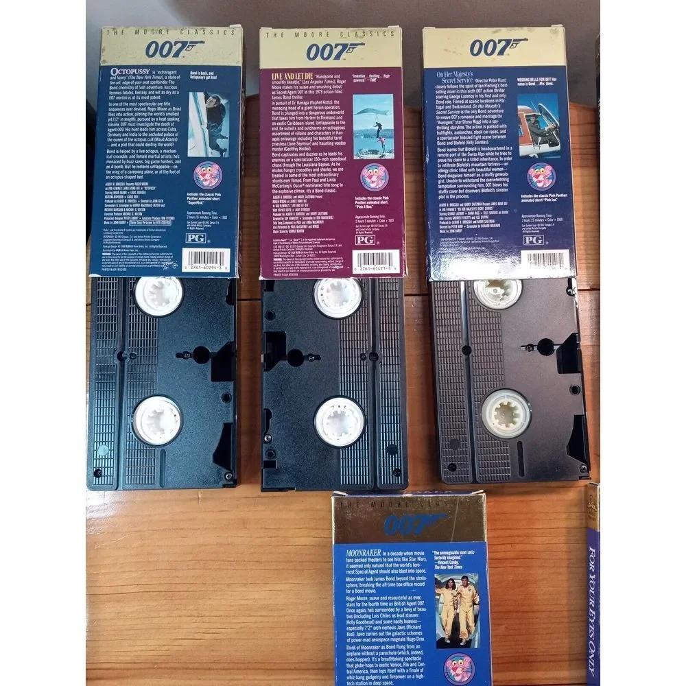 James Bond 007 Roger Moore (VHS) 1988 Lot Of 7 Live And Let Die Octopussy & More